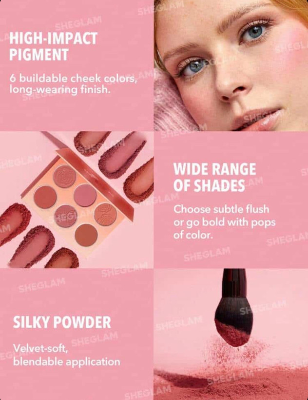 رژگونه پودری ۶ رنگ شیگلم SHEGLAM