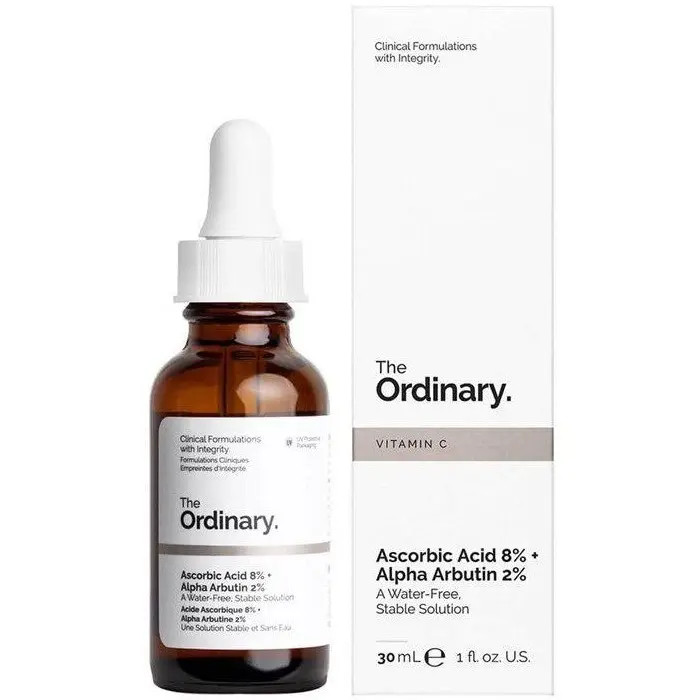 سرم ضد چین و چروک و ضد لک اسکوروبیک اسید و آلفا اربوتین اوردینری Ascorbic Acid 8% + Alpha Arbutin 2%